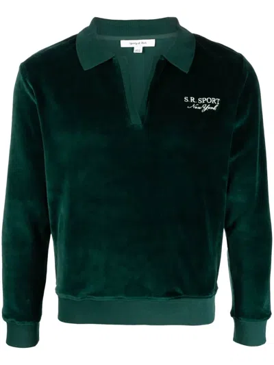 Sporty And Rich Logo-embroidered Polo Shirt In Green