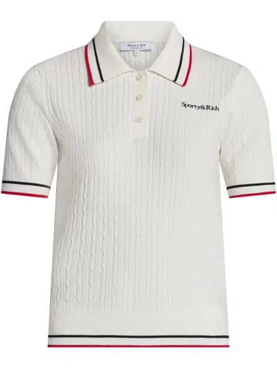 Sporty And Rich Logo-embroidered Polo Top In White