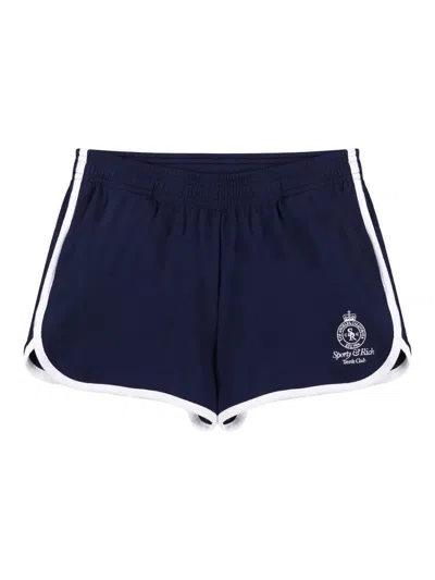 Sporty And Rich Logo-embroidered Shorts In Blue