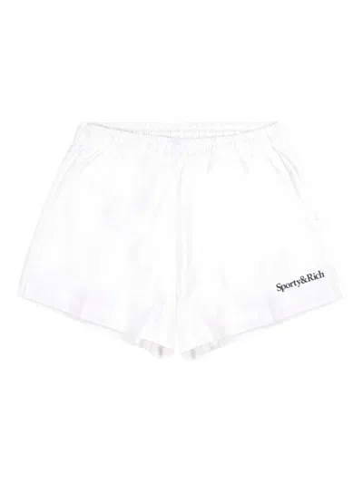 Sporty And Rich Logo-embroidered Shorts In White