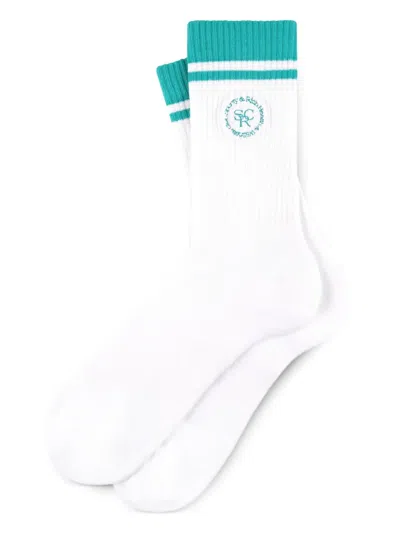 Sporty And Rich Logo-embroidered Socks In White