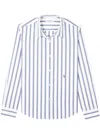 Sporty And Rich Logo-embroidered Striped Shirt In Blue