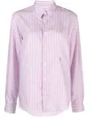 Sporty And Rich Logo-embroidered Striped Shirt In Purple