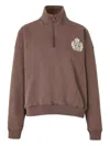 Sporty And Rich Logo-embroidered Sweatshirt In Brown