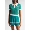 Sporty And Rich Sporty & Rich Logo Embroidered Tipped Cotton Polo In Alpine