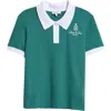Sporty And Rich Sporty & Rich Logo Embroidered Tipped Cotton Polo In Alpine