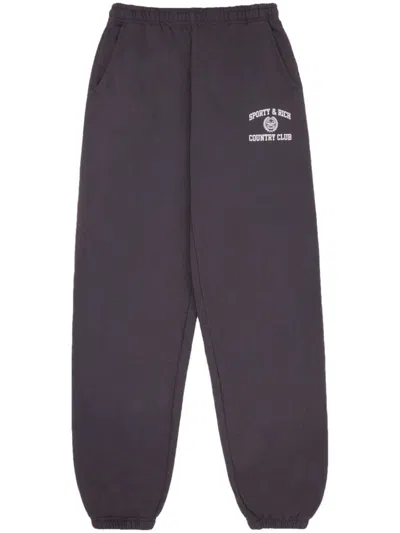 Sporty And Rich Logo-embroidered Track Pants In Black