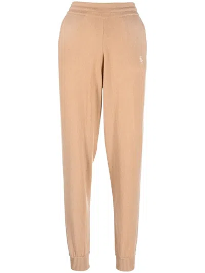 Sporty And Rich Logo-embroidered Track Pants In Camel