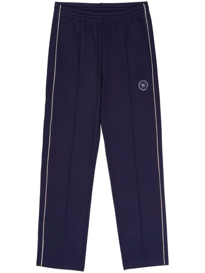 Sporty And Rich Logo-embroidered Track Pants In Navy