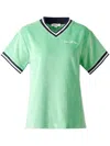 Sporty And Rich Logo-embroidered V-neck Cotton T-shirt In Green