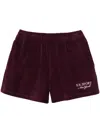 Sporty And Rich Logo-embroidered Velvet Shorts In Red