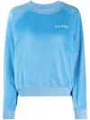Sporty And Rich Logo-embroidered Velvet Sweatshirt In Blue