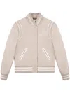 Sporty And Rich Logo-embroidered Wool Bomber Jacket In Neutrals