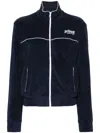Sporty And Rich Logo-embroidered Zip-up Sweatshirt In Blue