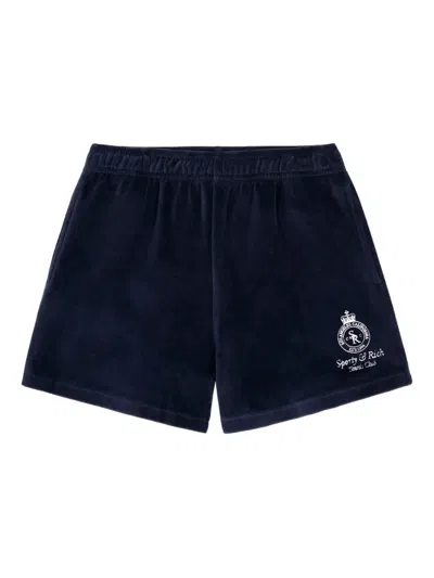 Sporty And Rich Logo-embroidery Shorts In Blue