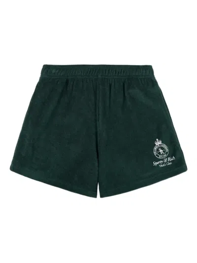 Sporty And Rich Logo-embroidery Shorts In Green