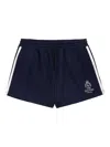Sporty And Rich Logo-embroidery Side-stripe Shorts In Blue