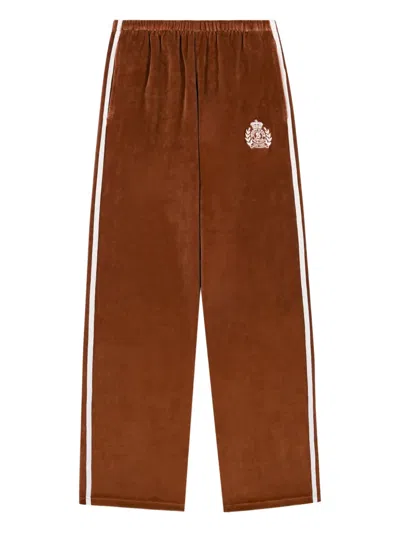 Sporty And Rich Logo-embroidery Stripe Tack Pants In Orange
