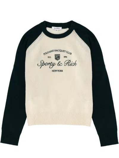 Sporty And Rich Sporty & Rich Logo Jersey Cashmere Blend Sweater In Multicolor
