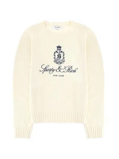 Sporty And Rich Logo Knitted Sweater In Neutral