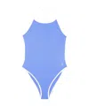 Sporty And Rich Logo One-piece Swimsuit In Blue