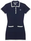 Sporty And Rich Sporty & Rich Tipped Short Sleeve Merino Wool Sweater Dress In 蓝色