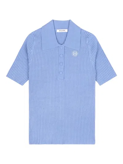Sporty And Rich Logo Patch Polo Top In Blue