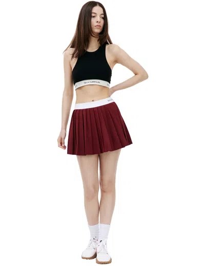 Sporty And Rich Classic Logo Pleated Tennis Skirt In Burgundy