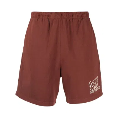 Sporty And Rich Logo-print Bermuda Shorts In Red
