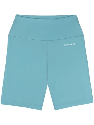 Sporty And Rich Logo-print Biker Shorts In Blue