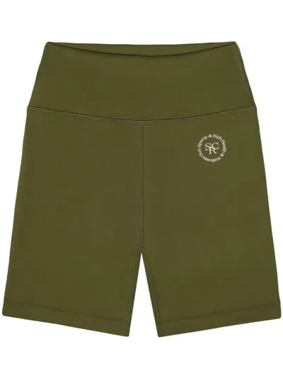 Sporty And Rich Logo-print Biker Shorts In Green