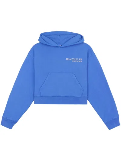 Sporty And Rich Kids' Logo印花棉连帽衫 In Blue