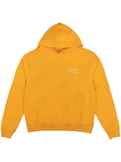 Sporty And Rich Logo-print Cotton Hoodie In Yellow