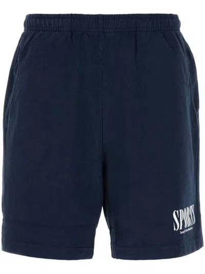SPORTY AND RICH LOGO-PRINT COTTON SHORTS