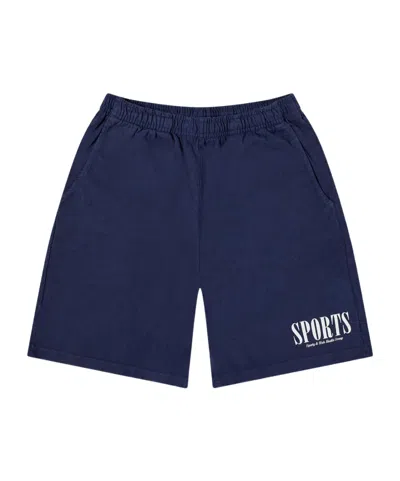 Sporty And Rich Logo-print Cotton Shorts In Blue