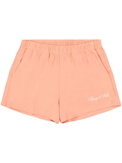 Sporty And Rich Curvise Logo Shorts Woman Peach In Cotton In Orange