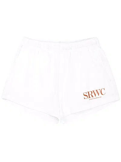 Sporty And Rich Logo-print Cotton Shorts In White
