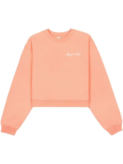 Sporty And Rich Logo-print Cotton Sweatshirt In Peach