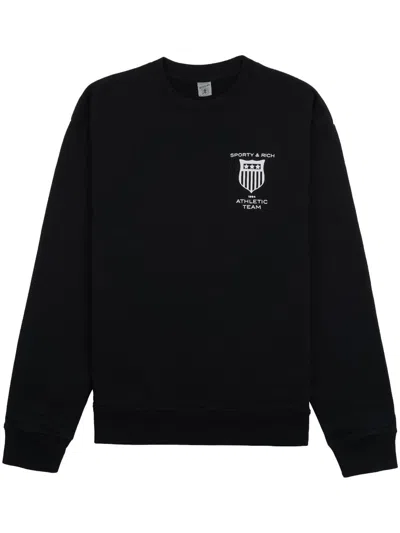 Sporty And Rich Kids' Logo-print Cotton Sweatshirt In Schwarz