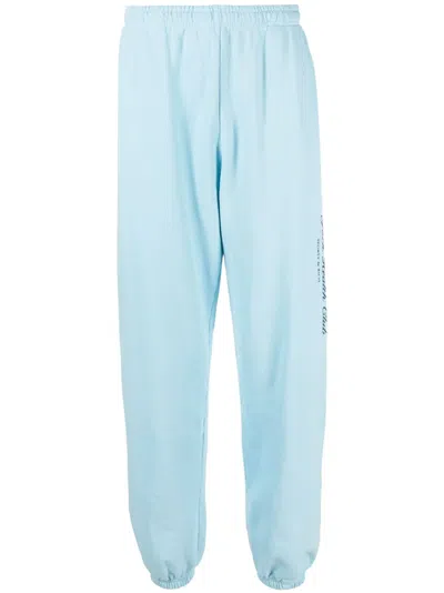 Sporty And Rich Logo-print Cotton Track Pants In Blue