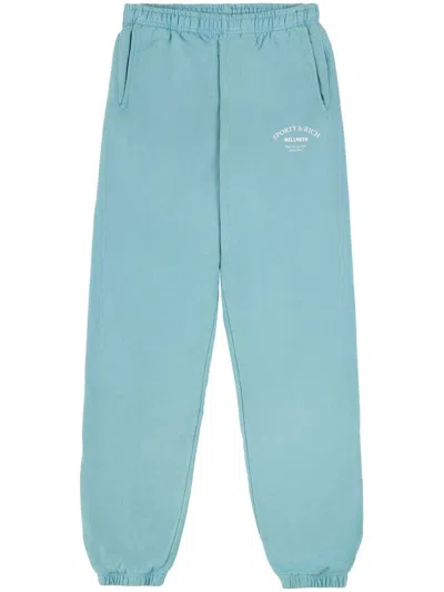 Sporty And Rich Logo-print Cotton Track Pants In Blue