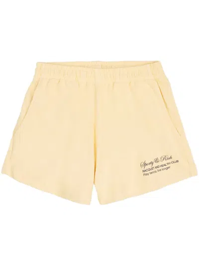 SPORTY AND RICH LOGO-PRINT COTTON TRACK SHORTS