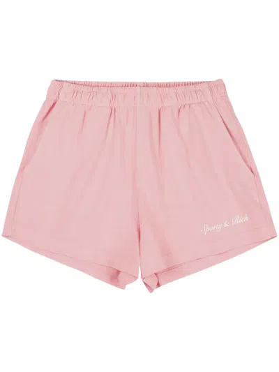 Sporty And Rich Wellness Club Flocked Disco Short In Dahlia