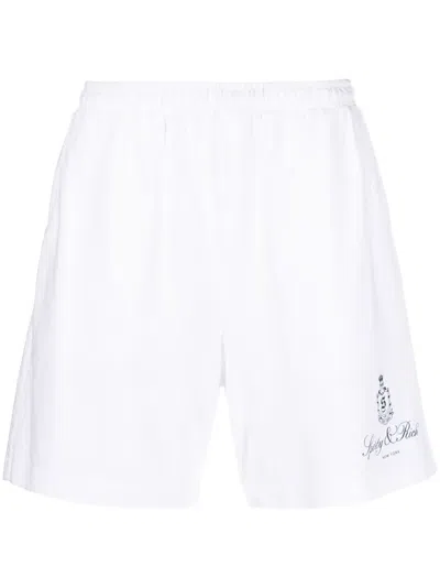 Sporty And Rich Logo-print Cotton Track Shorts In Weiss