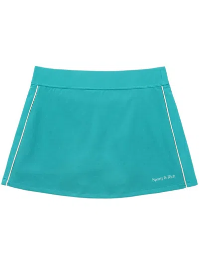 SPORTY AND RICH LOGO-PRINT COURT SKIRT