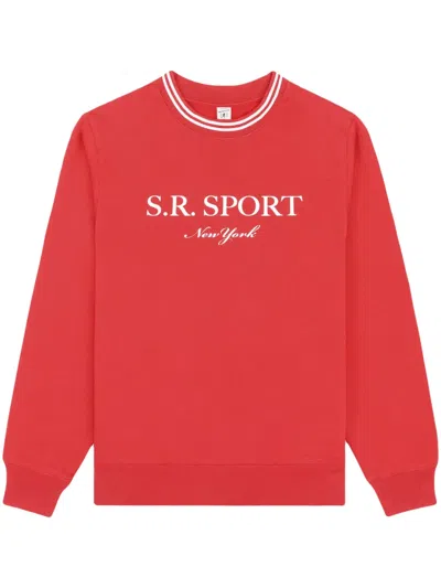 Sporty And Rich Logo-print Crew-neck Sweatshirt In Red