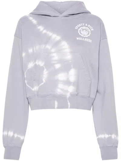 Sporty And Rich Logo-print Cropped Hoodie In Grey