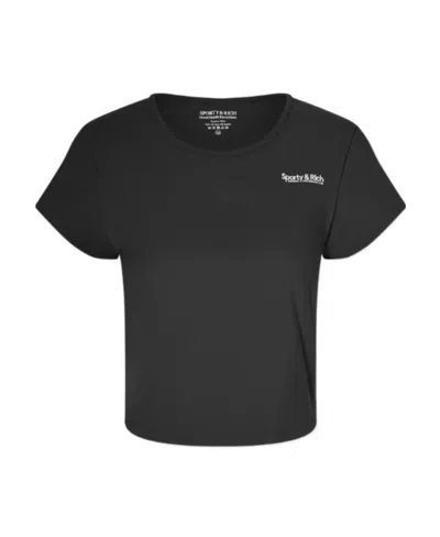 Sporty And Rich Logo-print Cropped T-shirt In Black