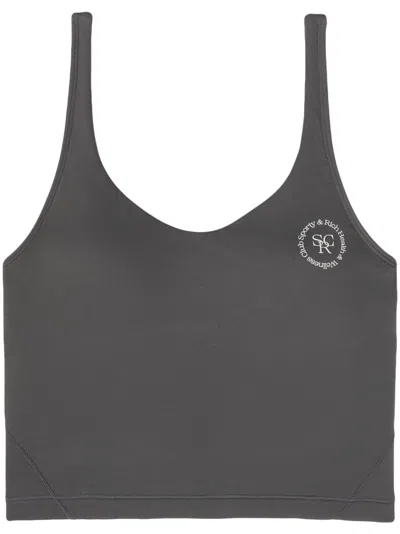 Sporty And Rich Logo-print Cropped Top In Grey