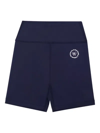 Sporty And Rich Logo-print Cycling Shorts In Blue